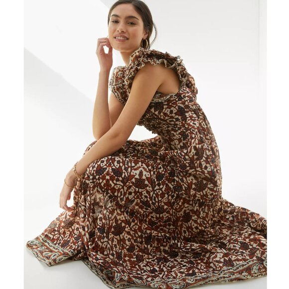 NWOT Anthropologie Love The Label Mirabelle Ruffled Tiered 100% Cotton Dress S - Picture 1 of 16